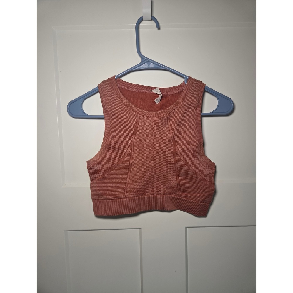 Offline by Aerie Seamless Rib Sports Bra Tank Top Dusty Rose S/P Medium Support